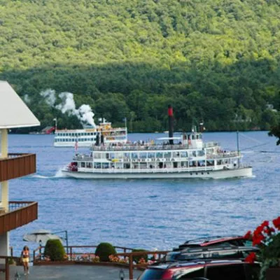 View of the Lake George steamboats from the motel